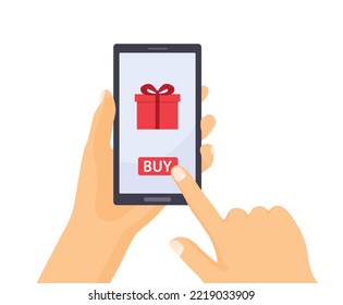 shopping online, buying christmas, birthday present concept- vector illustration