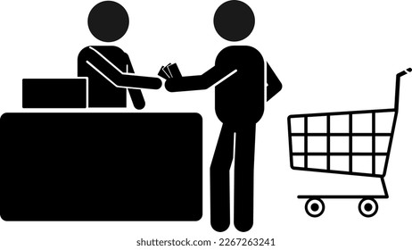 shopping. online shopping. cashier. queue. courier. package. market