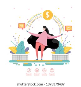 Shopping Online Character design Concept Marketing and Digital marketing.