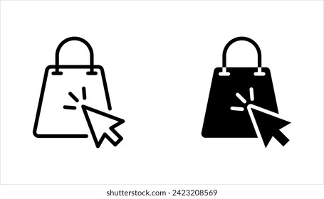 Shopping online, click and collect. Thin line icon set. vector illustration on white background