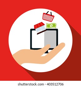 Shopping online and computer design , vector illustration, vector illustration