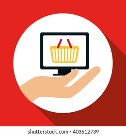 Shopping online and computer design , vector illustration, vector illustration