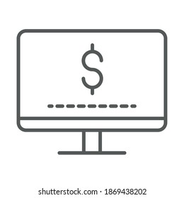 comprar ecommerce de transacciones de computadora en línea delgada ilustración vectorial de estilo