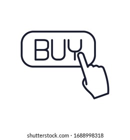 shopping online concept, buy button and web cursor icon over white background, line style, vector illustration