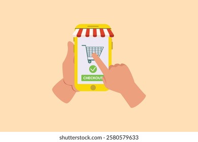 Shopping online concept. Colored flat vector illustration isolated.