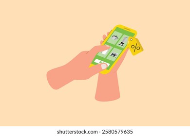 Shopping online concept. Colored flat vector illustration isolated.