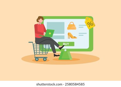 Shopping online concept. Colored flat vector illustration isolated.