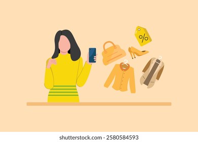 Shopping online concept. Colored flat vector illustration isolated.