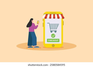 Shopping online concept. Colored flat vector illustration isolated.