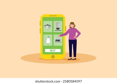 Shopping online concept. Colored flat vector illustration isolated.
