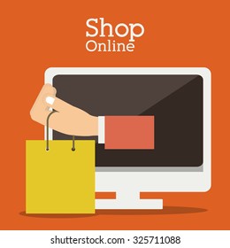Shopping online concept with computer design, vector illustration eps 10