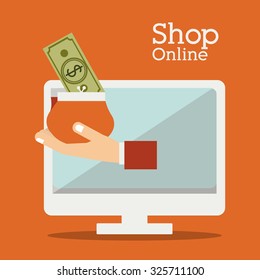 Shopping online concept with computer design, vector illustration eps 10