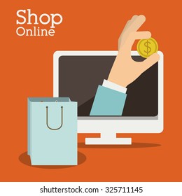 Shopping online concept with computer design, vector illustration eps 10