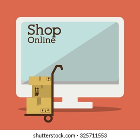 Shopping online concept with computer design, vector illustration eps 10