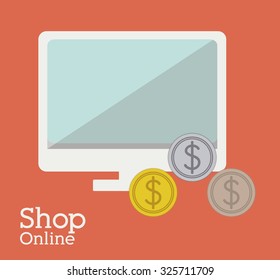 Shopping online concept with computer design, vector illustration eps 10