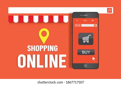 shopping online concept design for advertising,shopping online on application,vector design