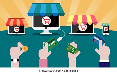 Shopping online concept with difference payment.