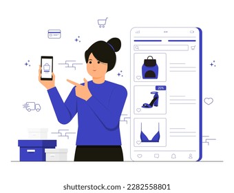 Shopping online concept illustration, shopping app