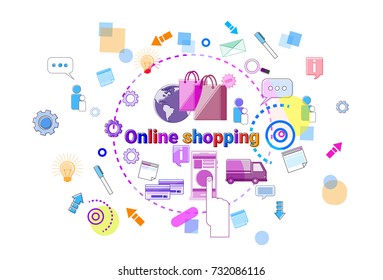 Shopping Online Concept Mobile Retail Store Internet Purchase Banner Vector Illustration