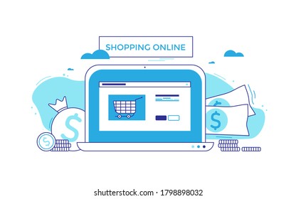 Shopping online concept.Web Shopping And moneys.