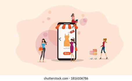 Shopping online concept on Website or mobile Application. Digital marketing and Ecommerce Development Services Is Must for an Updated Online Store.