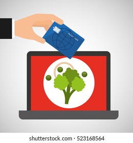 shopping online concept order broccoli vector illustration eps 10