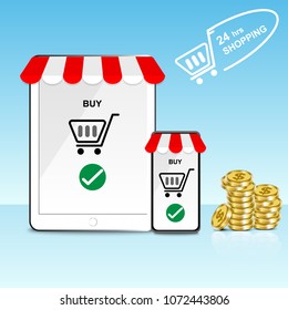 shopping online concept with smart phone and tablet