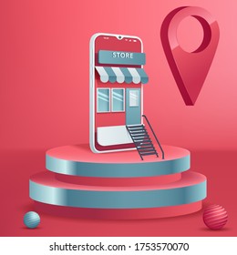 Shopping online concept, online trading for web page, website, template and background. Vector illustration