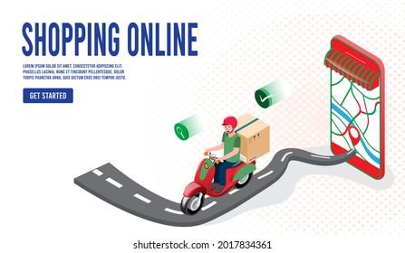 Shopping online concept for website, mobile application, web banner, info graphics or discount coupons. Vector illustration EPS 10