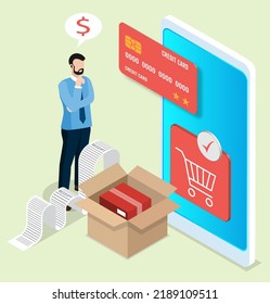 Shopping online concept for website, mobile application, web banner, info graphics or discount coupons. Vector illustration EPS 10