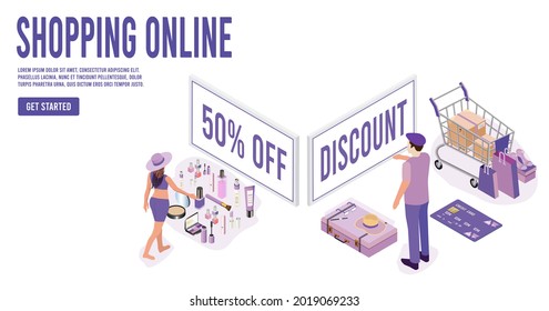 Shopping online concept for website, Sale banner, Promotion, mobile application, web banner, info graphics or discount coupons. 
Vector illustration Eps 10