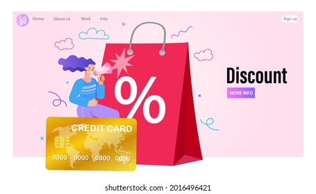 Shopping online. Consumer View, Choose and Buy Fashion Items on Ecommerce Marketplace on Computer Screen Concept. Woman happy with shopping on laptop. Digital marketing. Vector illustration.