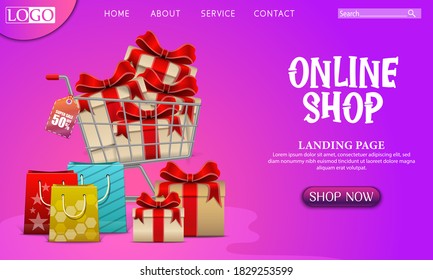 Shopping Online design concept with gifts