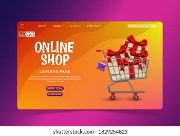 Shopping Online design concept with gifts