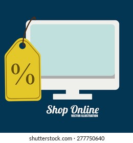 Shopping online design over blue background, vector illustration