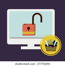 Shopping online design over purple background, vector illustration