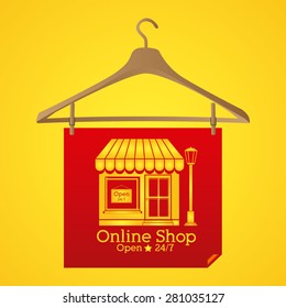 Shopping online design over yellow background, vector illustration