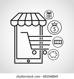 shopping online ecommerce flat icons vector illustration design