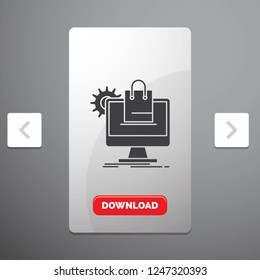 shopping, online, ecommerce, services, cart Glyph Icon in Carousal Pagination Slider Design & Red Download Button