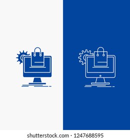 shopping, online, ecommerce, services, cart Line and Glyph web Button in Blue color Vertical Banner for UI and UX, website or mobile application