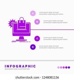 shopping, online, ecommerce, services, cart Infographics Template for Website and Presentation. GLyph Purple icon infographic style vector illustration.