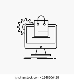 shopping, online, ecommerce, services, cart Line Icon. Vector isolated illustration
