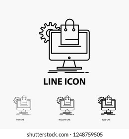 shopping, online, ecommerce, services, cart Icon in Thin, Regular and Bold Line Style. Vector illustration