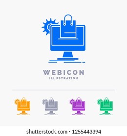 shopping, online, ecommerce, services, cart 5 Color Glyph Web Icon Template isolated on white. Vector illustration