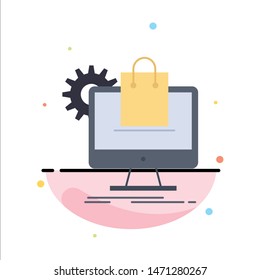 shopping, online, ecommerce, services, cart Flat Color Icon Vector. Vector Icon Template background
