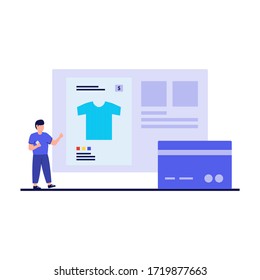 Shopping online flat design illustration template