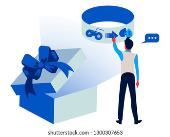 Shopping online - flat design style colorful illustration. High quality composition with cute character. Online store vector illustration