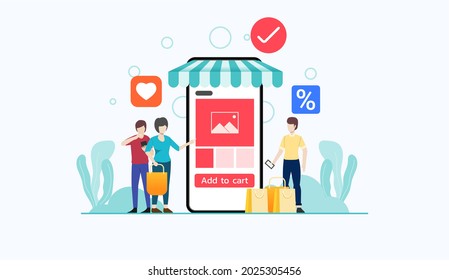 Shopping online flat design vector illustration