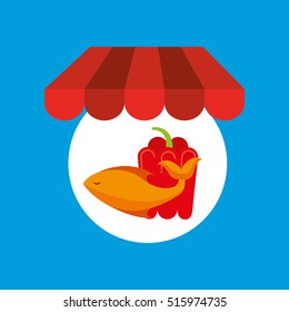 shopping online food fresh fish pepper vector illustration eps 10