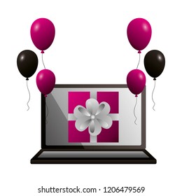 shopping online gift and balloons